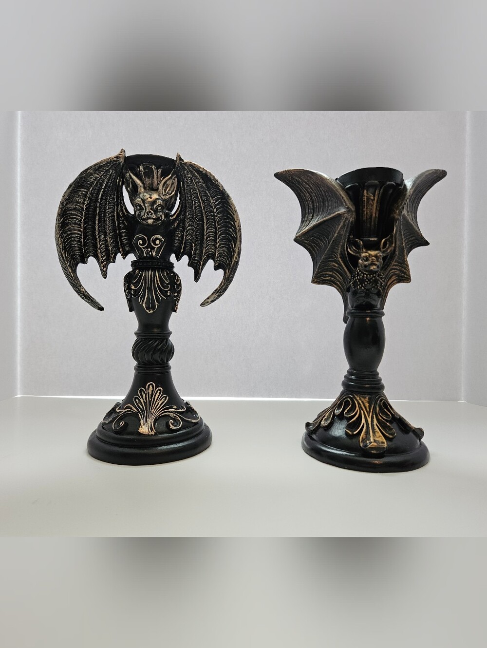 Philips Black and Antique Gold Bat Candle Holders NWT